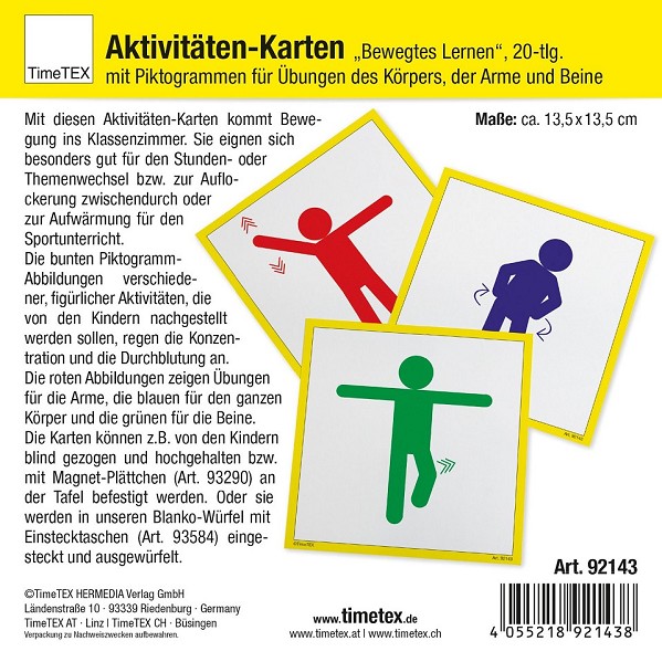 Aktivitäten-Karten Bewegtes Lernen 20-tlg. hinten