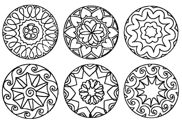 Mandalastempel Motive / Phantasie 6er Set links