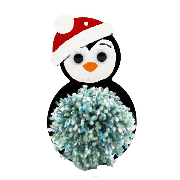 Pompon-Anhänger Weihnachten Pinguin links