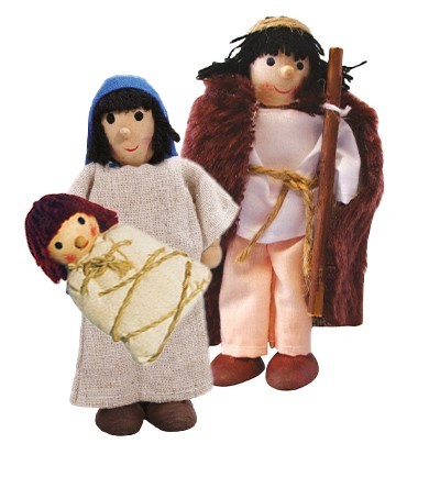 Biegepuppen Maria , Josef und Jesus hinten