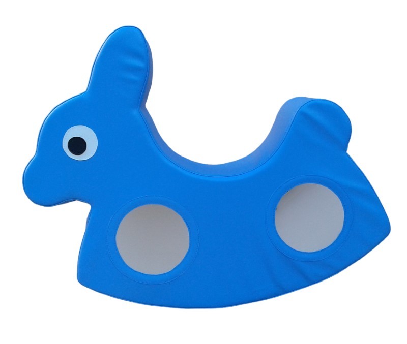 Polsterwippe Hase blau hinten