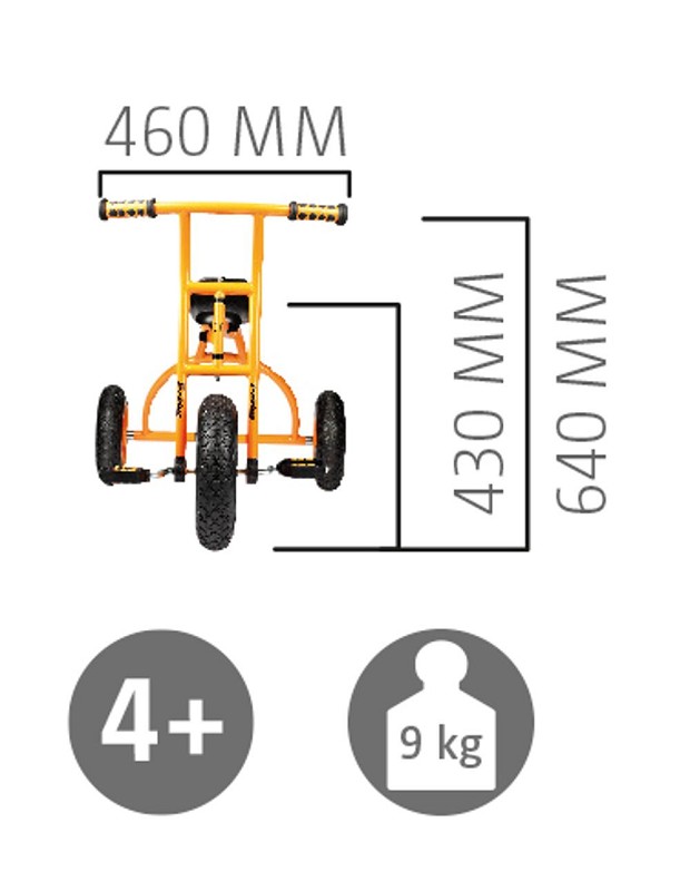 Dreirad Rookie mit Abmaßungen links