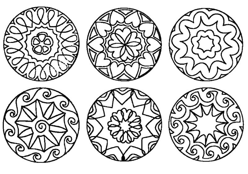 Mandalastempel Motive / Phantasie 6er Set links