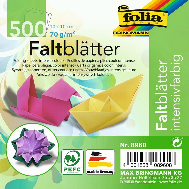 Faltblätter 10x10 cm, 70 g/m² 500er - farbig sortiert 986