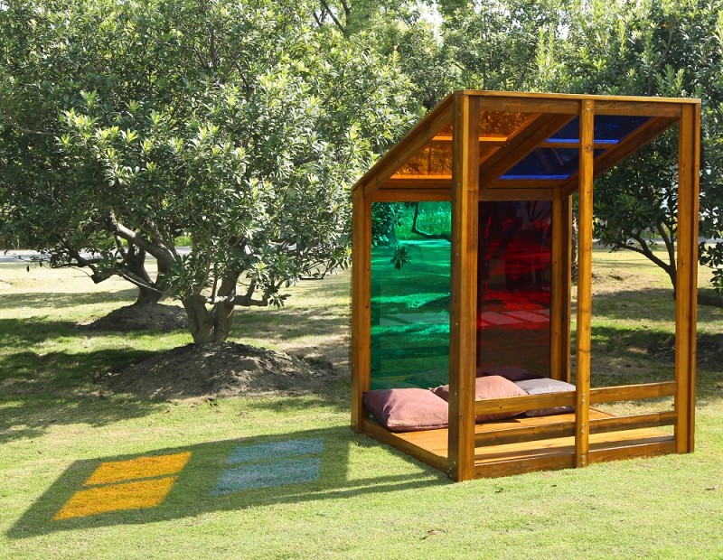 Outdoor Spielhaus Regenbogenhaus Farbenspiel oben